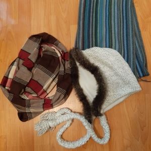 2 Winter Scarfs and 1 Hat